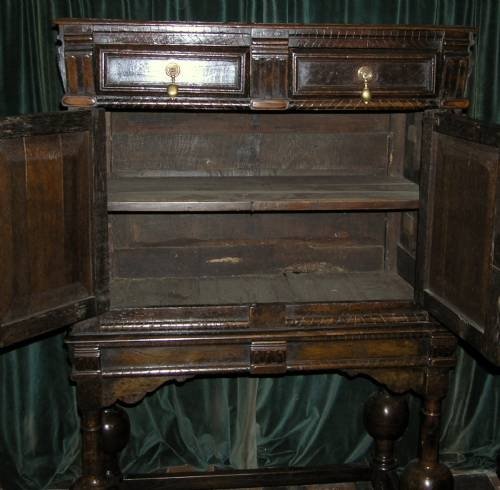 fig 2. Late 17th Cent Oak Cabinet on Stand
